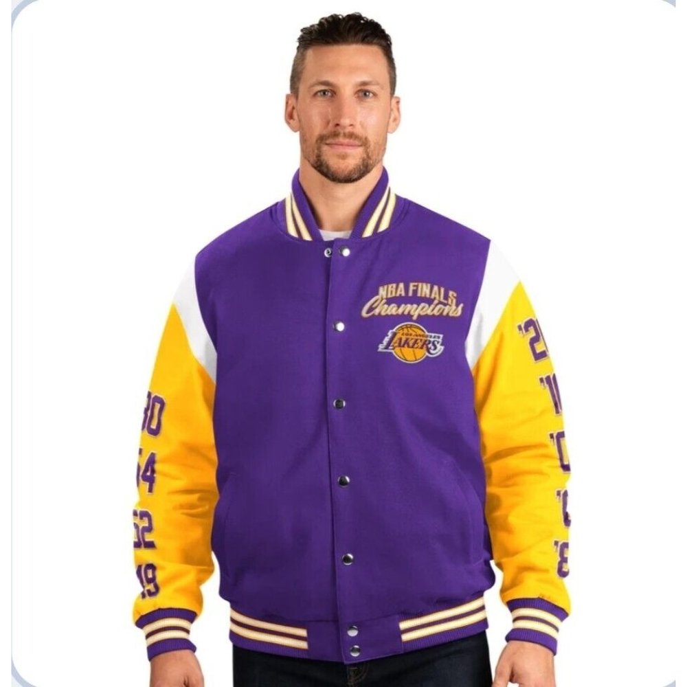 G-III Lakers Los Angeles 17 Time NBA Finals Champions Bomber Jacket Men's Size M - Picture 4 of 9